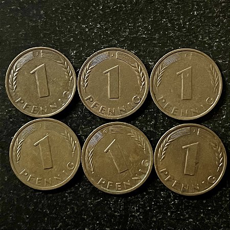 06 Moedas Estrangeiras - Alemanha 1 Pfenning - 1950-1960-1960-1977-1981-1976 - Mbc - ref.3189
