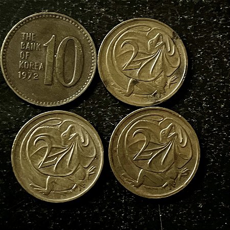 04 Moedas Estrangeiras - Australia - 1978-1980-1978-Coreia do Sul 1972 - Mbc - ref.3203