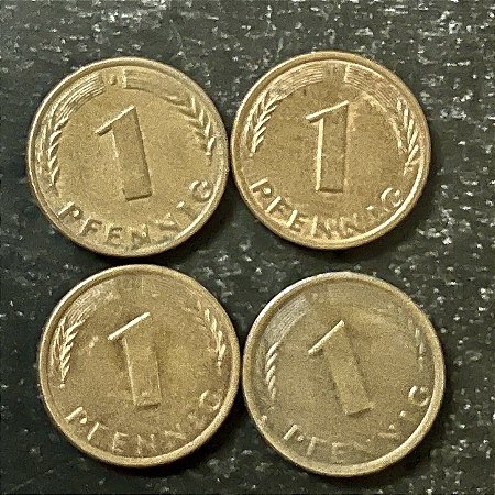 04 Moedas Estrangeiras - Alemanha 1 Pfenning - 1981 - 1990 - 1971 - 1950 - Mbc - ref.3204