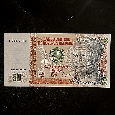 Cédula Estrangeira - Historica de 50 Intis do Peru - Banco Central de RFeserva do Peru - 1097 - FE - ref.3215