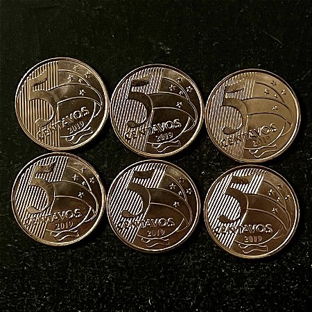 06 Moedas do Brasil - 5 Centavos - 2020 - FC - Aço com Cobre - ref.3217