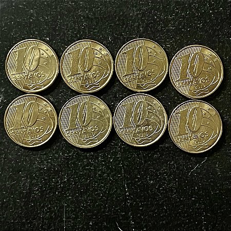08 Moedas do Brasil - 10 Centavos - 2019 - FC - Aço com Latão - ref.3222