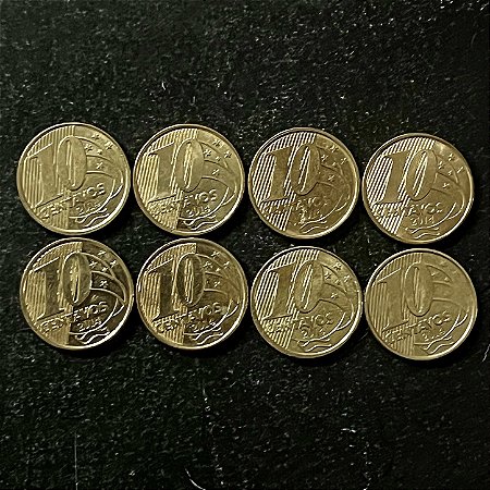 08 Moedas do Brasil - 10 Centavos - 2014 - FC - Aço com Latão - ref.3224