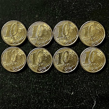 08 Moedas do Brasil - 10 Centavos - 2009 - FC - Aço com Latão - ref.3225