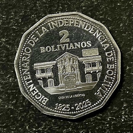 Moedas Estrangeiras - Bolivia 0 2 bolivianos - 200 Anos de Independencia - 2015 - Aço Inoxidavel - FC - ref.3234