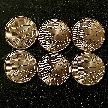 06 Moedas do Brasil - 5 Centavos - 2024 - FC - Aço com Cobre - ref.3237
