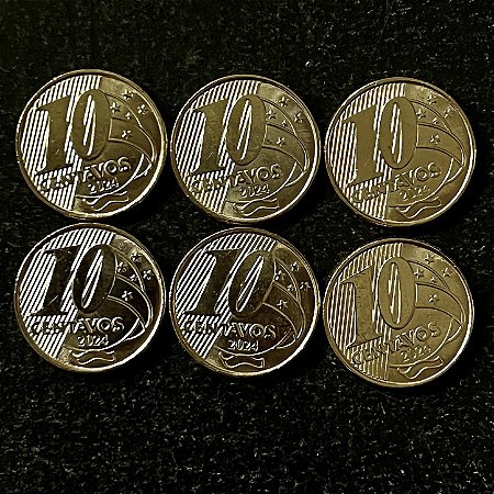 06 Moedas do Brasil - 10 Centavos - 2024 - FC - Aço com Latão - ref.3240