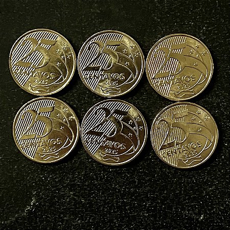 06 Moedas do Brasil - 25 Centavos - 2025 - FC - Aço com Latão - ref.3242