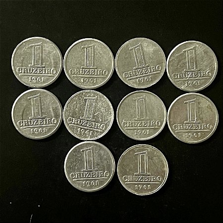 10 Moedas do Brasil - 1 Cruzeiro - 1961 - Aluminio - Mbc - ref.3275