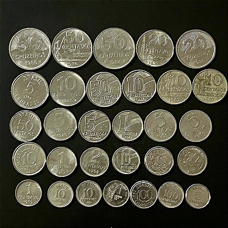 30 Moedas do Brasil Diferentes - Aço Inoxidavel - Mbc - ref.3280