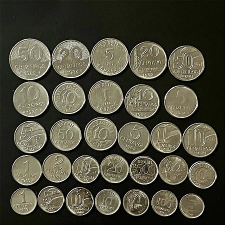30 Moedas do Brasil Diferentes - Aço Inoxidavel - Mbc - ref.3282