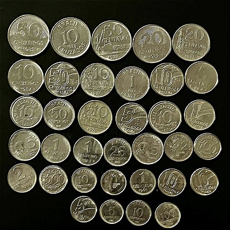 35 Moedas do Brasil Diferentes - Aço Inoxidavel - Mbc - ref.3283