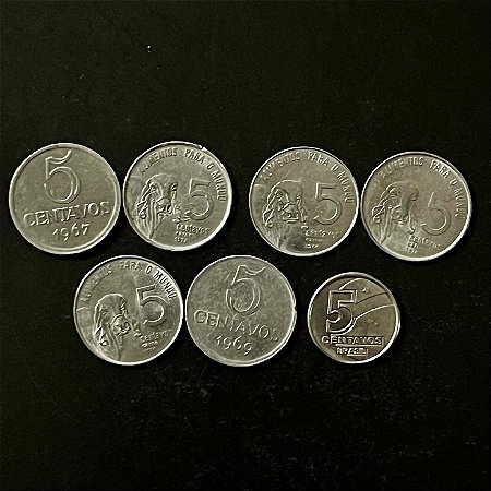 07 Moedas do Brasil - 5 Centavos - Aço Inoxidavel - Mbc - ref.3292