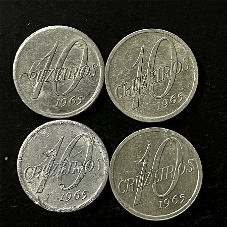 04 Moedas do Brasil - 10 Cruzeiros - 1965 - Aluminio - Mbc - ref.3304