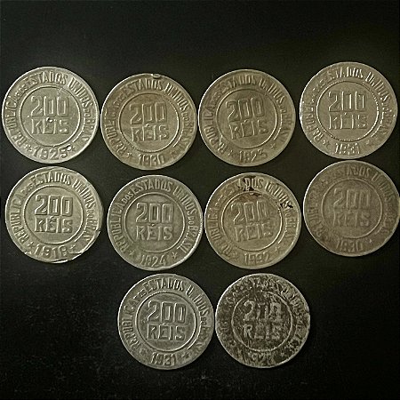 10 Moedas do Brasil - 200 Réis - varias datas - Mbc - ref.3321