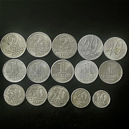 15 Moedas do Brasil - Diferentes - Aluminio - Mbc - ref.3327