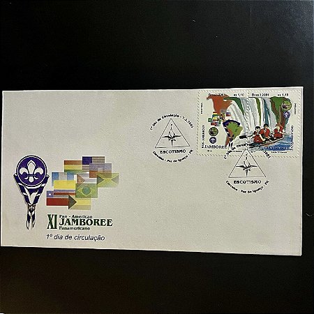 Envelope Comemorativo com Carimbo e Selo - Escotismo - XI Jambore Panamericano em Foz de Iguaçu - 2001 - FDC701- ref.3288