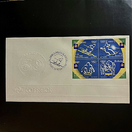 Envelope Comemorativo com Carimbo e Selo - XIX Jogos Olimpicos de Inverno em Salt Lake - USA - 2002 - EPD162 - ref.3301