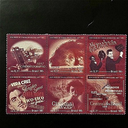Série de Selos do Brasil - Cem Anos de Cinema Brasileiro - 1998 - Mint - ref.3365