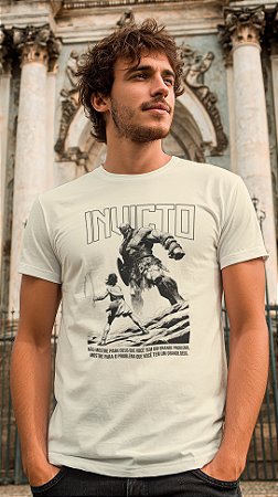 Camiseta Masculina Cristã Invicto – Davi e Golias, Estampa Impacto