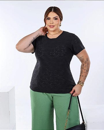 Blusa Feminina Plus Size Manga Curta Respirável