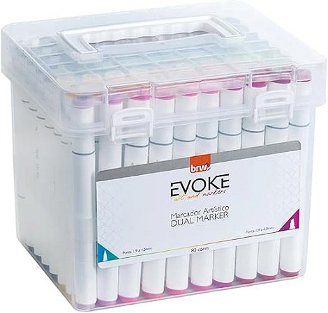 MARCADOR ARTÍSTICO EVOKE DUAL MARKER - ESTOJO 80 CORES