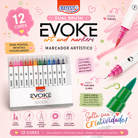 MARCADOR DUAL BRUSH PEN - 12 CORES