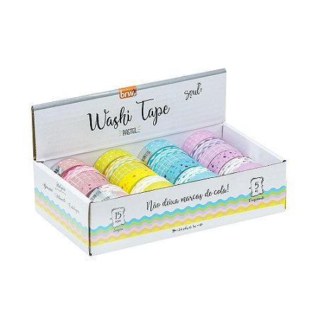 WASHI TAPE - FITA ADESIVA CORES PASTEL (1 unidade)