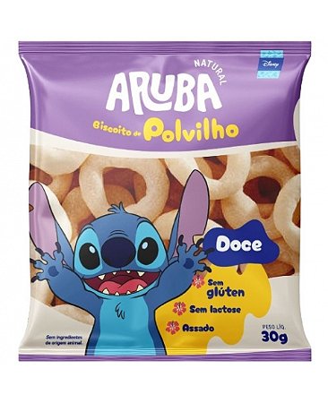 BISCOITO DE POLVILHO DOCE SEM GLÚTEN KIDS STITCH 30G ARUBA