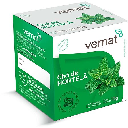 CHÁ HORTELÃ ORGÂNICO 10 SACHÊS VEMAT