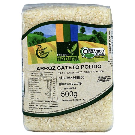 Arroz Agulha Polido Orgânico 500g - Sem glúten