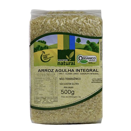 Arroz Agulha Integral Orgânico 500gr  - Sem glúten