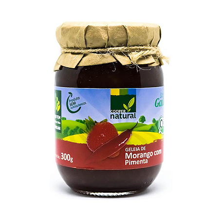 Geleia de Morango com Pimenta com pedaços de fruta Orgânica 300gr