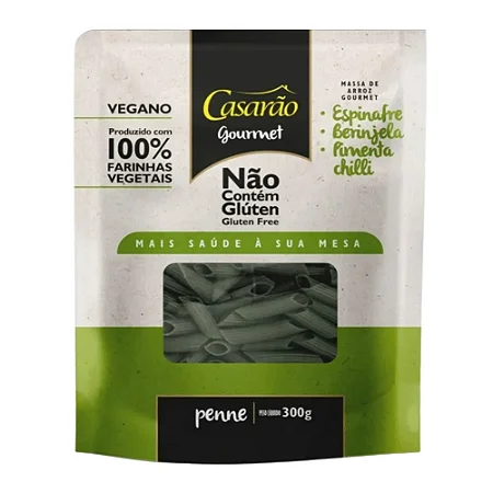 Penne Casarão Espinafre, Berinjela e Pimenta Chilli 300g Sem Glúten