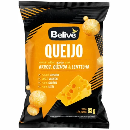 Salgadinho de Queijo Sem Glúten Sem Leite Snack de Arroz Belive 35g