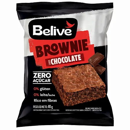 Brownie de Chocolate Sem Açúcar Sem Glúten Sem Leite Belive