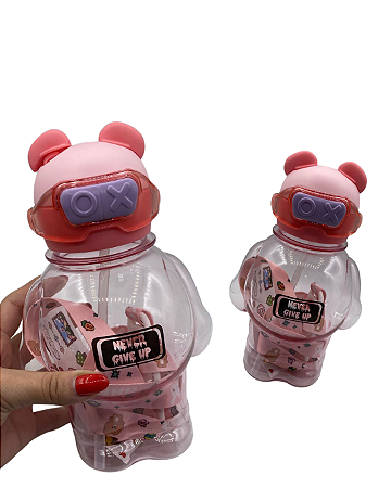 Garrafa Térmica de Plástico 500ml - Rosa