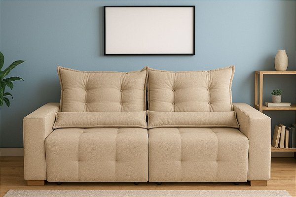 SOFÁ EVEREST EM TECIDO LINHO BEGE