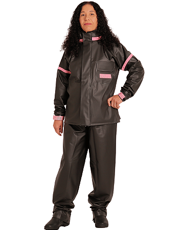 Conjunto Impermeável Motoqueira Feminino - Jaqueta + Calça - Rosa Claro