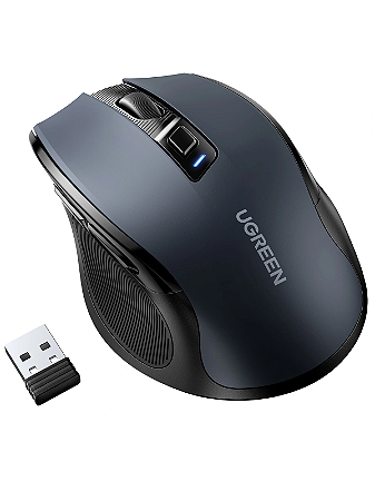MOUSE SEM FIO ERGONÔMICO SILENCIOSO UGREEN 4000DPI CINZA ESCURO
