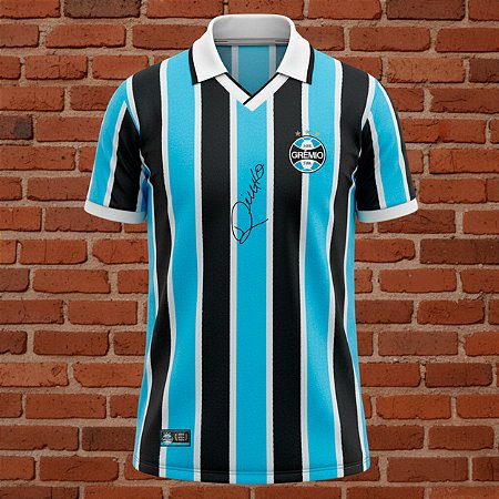 Camiseta Autografada Dinho Grêmio Retrô Clássica Anos 90