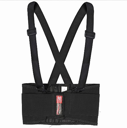 Cinta Ergonômica STEELFLEX Preta com Suspensório para proteção da Coluna