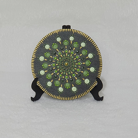 Mini Mandala Verde 10 cm Pontilhismo