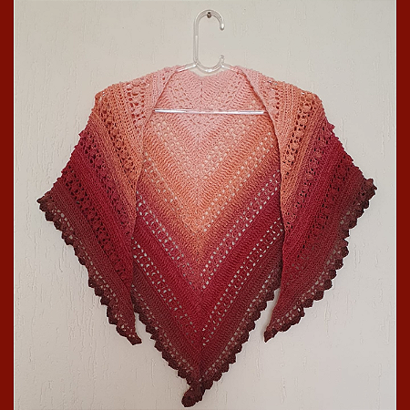 XALE/ LENÇO DEGRADÊ SALMÃO E VINHO (CROCHÊ)