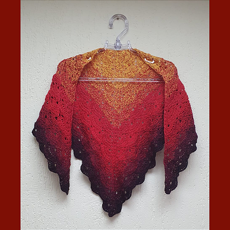 XALE em CROCHÊ OMBRE EM TONS VERMELHOS