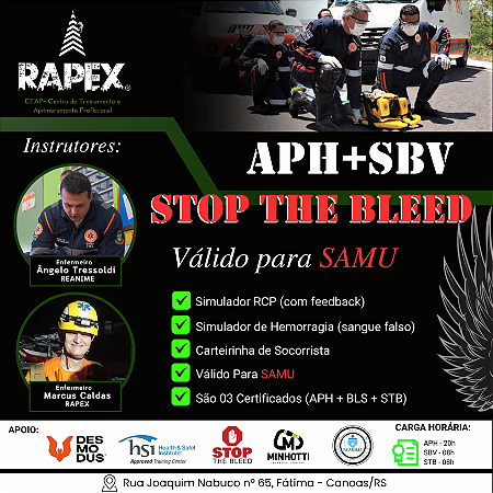 APH + BLS + STB (Atendimento Pré-hospitalar + Basic Life Support + Stop The Bleed)