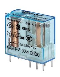 40.61.9.024.0000 | Finder | Relé Miniatura PCB 1 Contato Reversível 16A Bobina 24VDC Passo 5.0mm