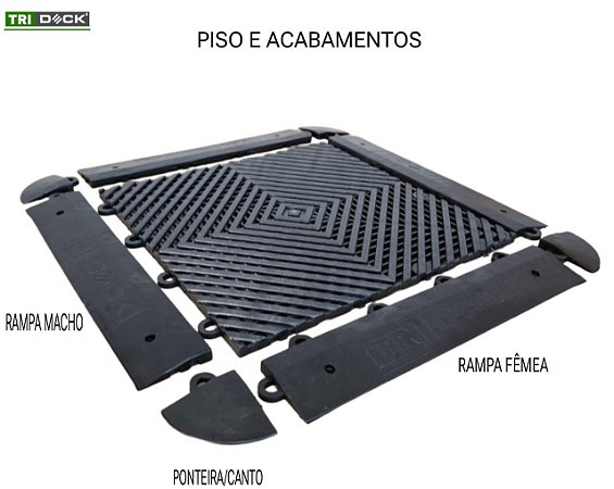 Ponteira/canto de acabamento piso estrado modular TRIDECK - 33x33