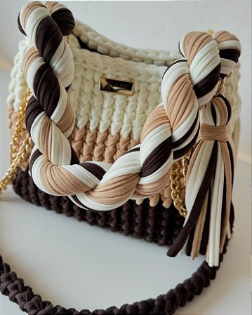 Bolsa de Crochê Estilo Boho com Alça Trançada