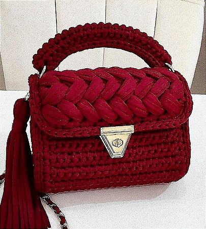 Bolsa de Crochê Elegante em Vermelho